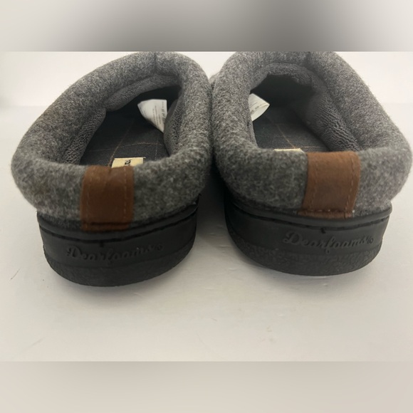 Dearfoam - Men's Dark Heather Gray Wool Memory Foam - No Sweat Slippers - Picture 4 of 12